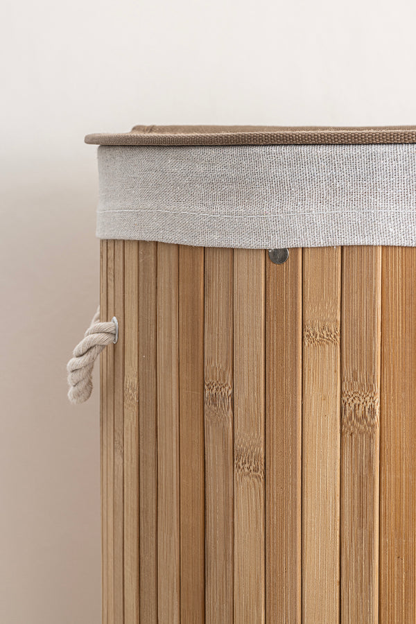 Meander Yuvarlak Bambu Çamaşır Sepeti 35x61 55Lt 5113