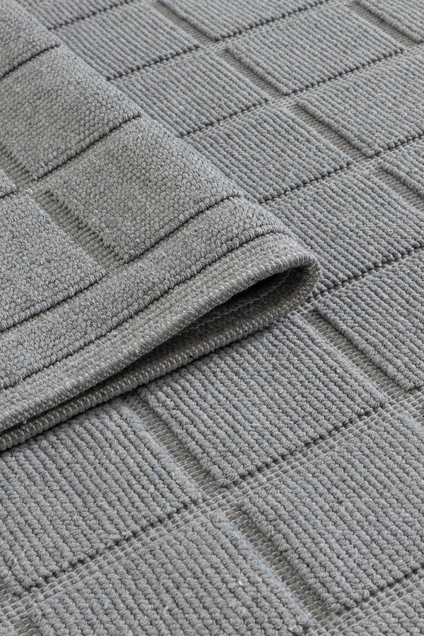 Medea Gri 2'li Pamuk Kare Desenli Banyo Paspas Takımı 60x100 60x50 8596