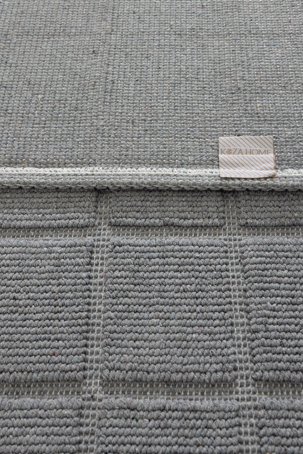 Medea Gri 2'li Pamuk Kare Desenli Banyo Paspas Takımı 60x100 60x50 8596