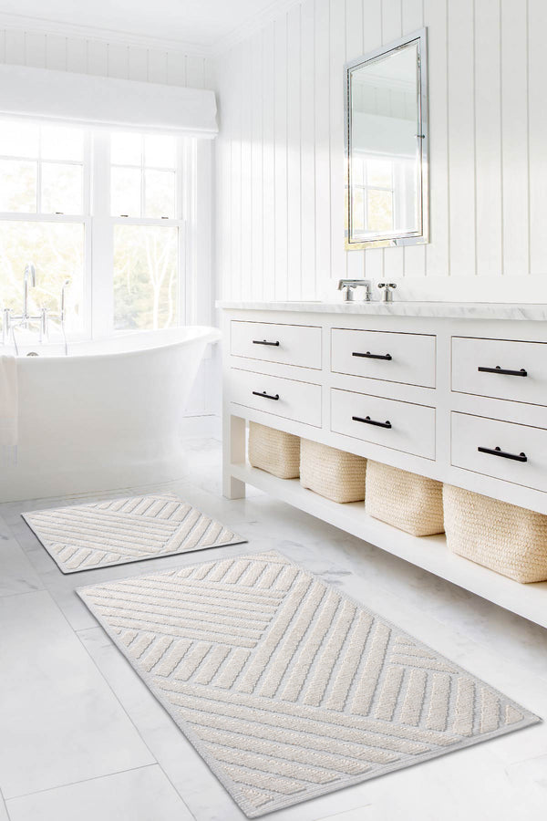 Medea Krem 2'li Pamuk Banyo Paspas Takımı 60x100 60x50 8594