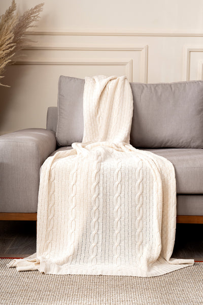 Mendi Ekru Akrilik Throw Tv Battaniyesi 130X170 2531