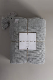 Miel Gri Kenarı Ponponlu Çift Kişilik Battaniye 200x220 37105