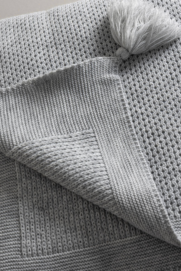 Miel Gri Kenarı Ponponlu Çift Kişilik Battaniye 200x220 37105