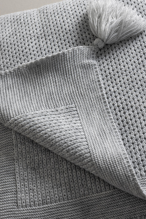 Miel Gri Kenarı Ponponlu Tek Kişilik Battaniye 160x220 37106