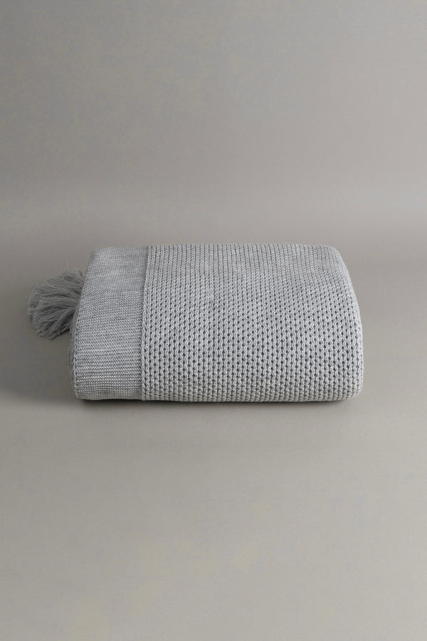 Miel Gri Kenarı Ponponlu Tek Kişilik Battaniye 160x220 37106