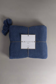 Miel İndigo Kenarı Ponponlu Tek Kişilik Battaniye 160x220 37116