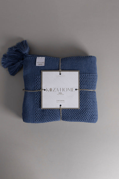 Miel İndigo Kenarı Ponponlu Tv Battaniyesi 130x170 37117
