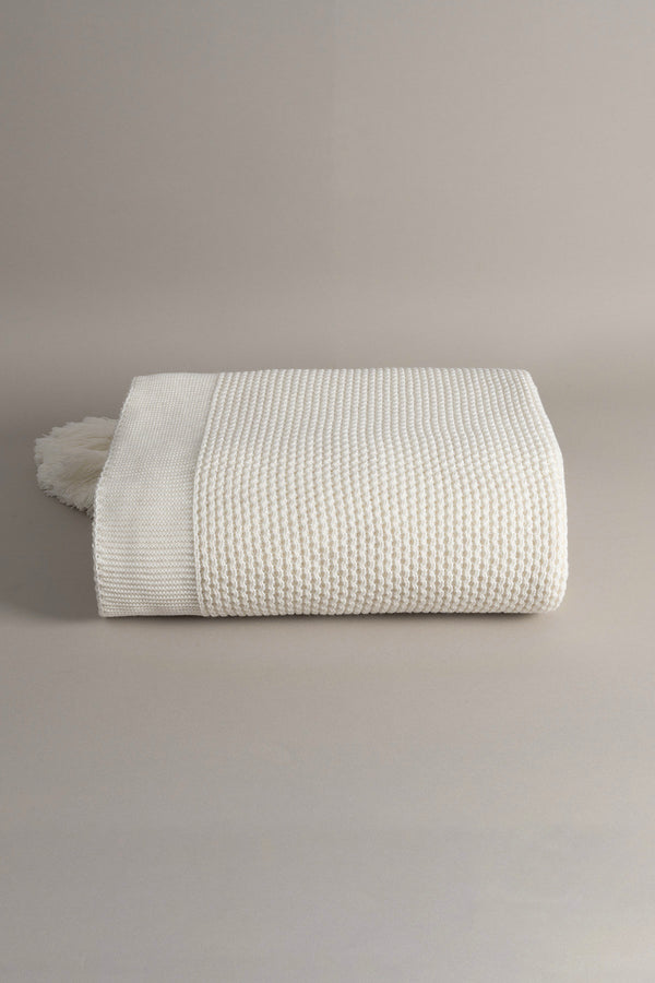 Miel Krem Tek Kişilik Kenarı Ponponlu Battaniye 160 x 220 37101