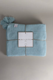 Miel Mavi Kenarı Ponponlu Tek Kişilik Battaniye 160x220 37121