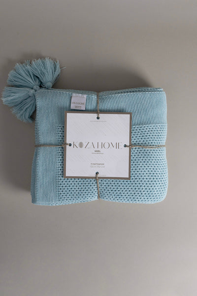 Miel Mavi Kenarı Ponponlu Tv Battaniyesi 130x170 37122