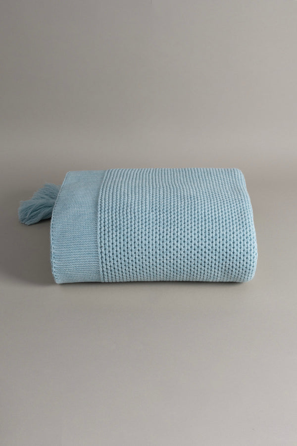 Miel Mavi Kenarı Ponponlu Tv Battaniyesi 130x170 37122