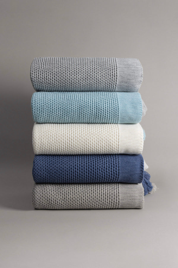 Miel Mavi Kenarı Ponponlu Tv Battaniyesi 130x170 37122