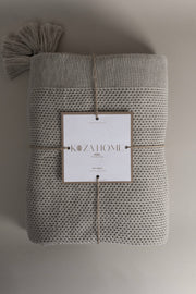 Miel Vizon Kenarı Ponponlu Çift Kişilik Battaniye 200x220 37110