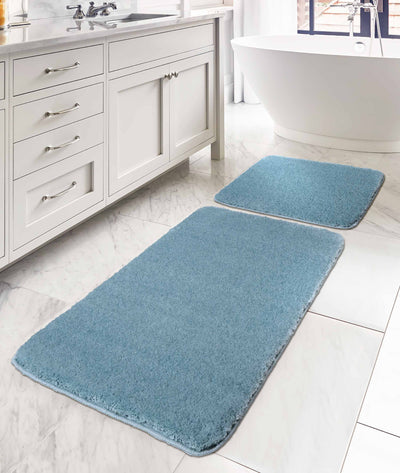 Mino Kaydırmaz Taban Turkuaz 2'li Banyo Paspası 60 x 100 - 50 x 60