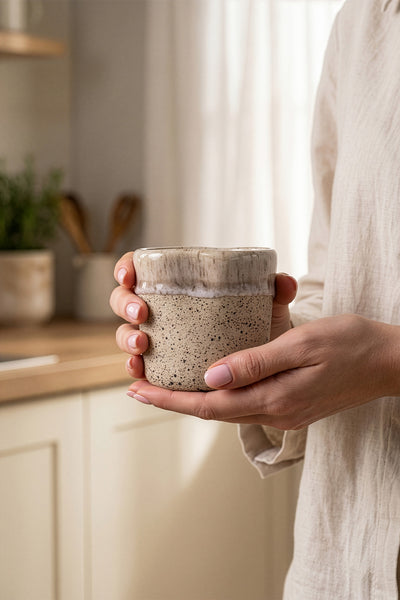 Must Bej/Beyaz El Yapımı 2 Li Mug 8639