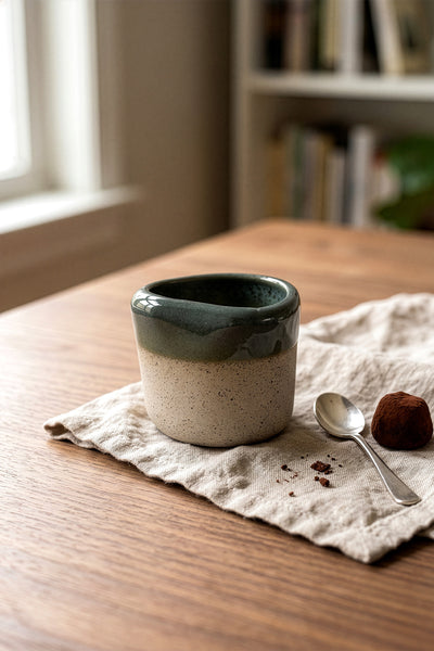 Must Bej/Mavi Beyaz El Yapımı 2 Li Kahve Fincanı 8633