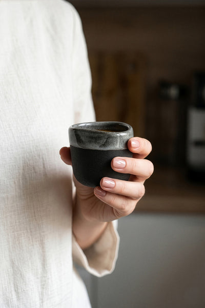 Must Bej/Mavi Beyaz El Yapımı 2 Li Kahve Fincanı 8632