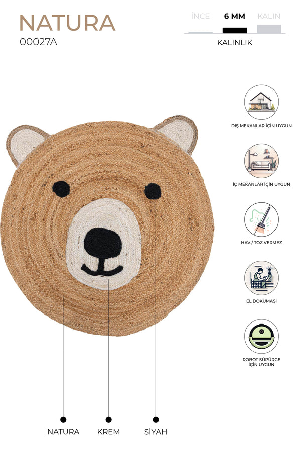 Natura Jüt Yuvarlak Çocuk Odası Halısı 00027A