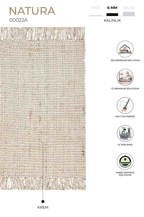 Natura Jüt Krem El Dokuma Halı 00022A