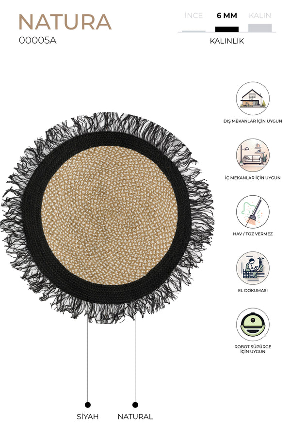 Natura Natural Jüt Yuvarlak Halı 00005A