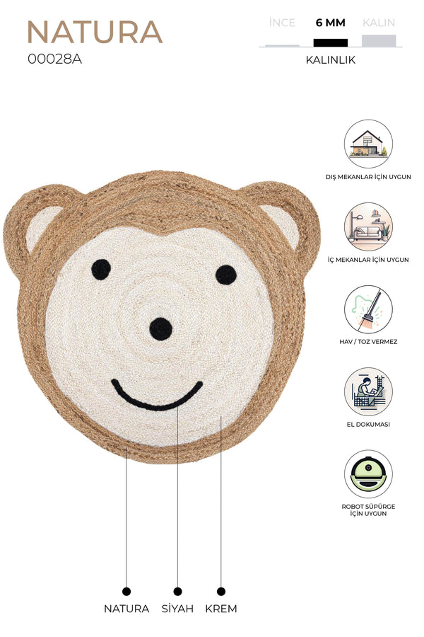 Natura Jüt Yuvarlak Çocuk Odası Halısı 00028A