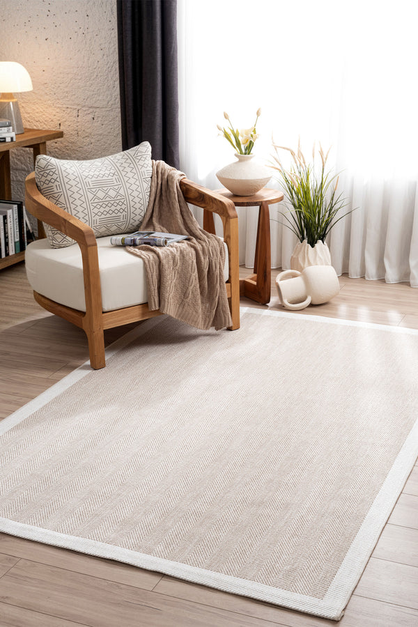 Noa Vizon Ekru Yıkanabilir Halı A3936A