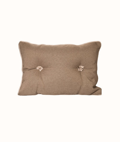 Nova Kahverengi Krem Biyeli Dekoratif Boncuk Elyaf İç Dolgulu Kırlent 35x50 5002