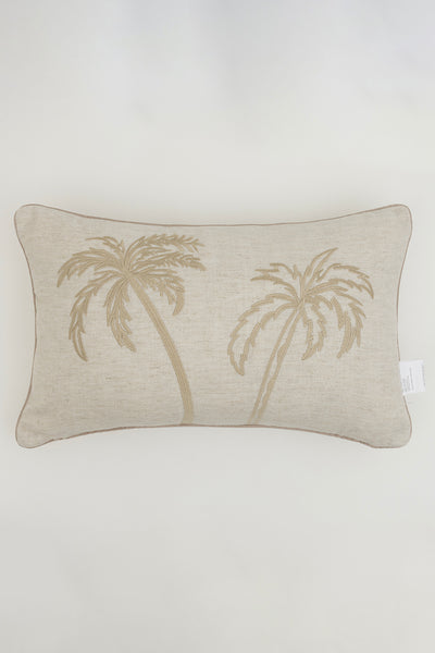 Pure Bej Palmiye Detaylı Dekoratif Boncuk Elyaf İç Dolgulu Kırlent 30X50 4842