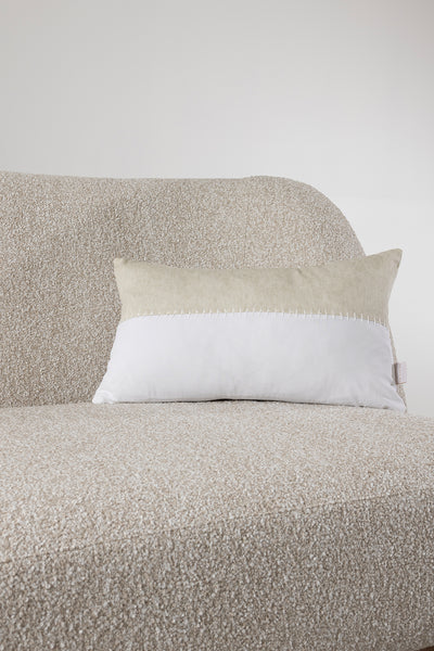 Pure Beyaz Krem Dekoratif Boncuk Elyaf İç Dolgulu Kırlent 30X50 4840