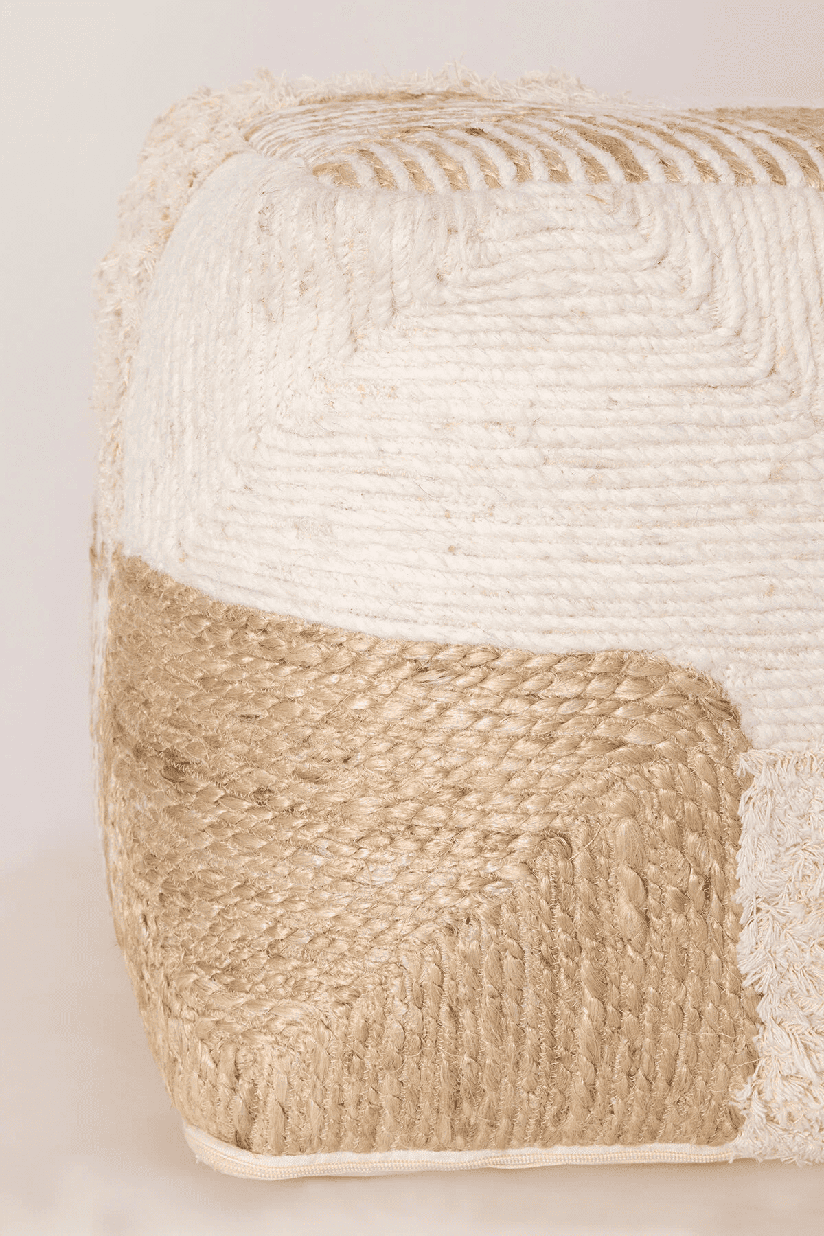 Pure Parça Desenli Natürel Krem Puf 40X40 4273