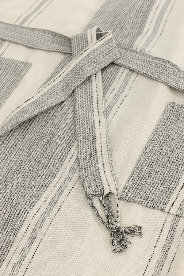 Raw Pamuk Yarasa Kol Natural Çizgili Kimono S-M 1516A