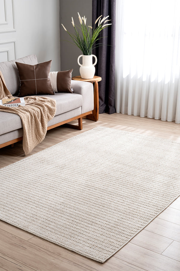 Retro Plain Krem Düz Dokuma Halı A3190A