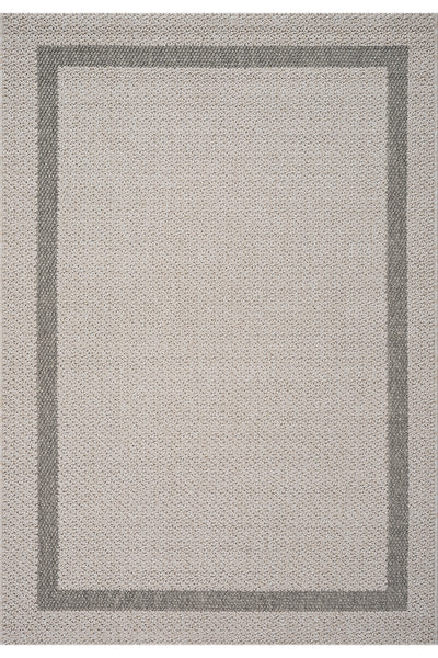 Retro Plain Krem Gri Bordürlü Halı A3234A