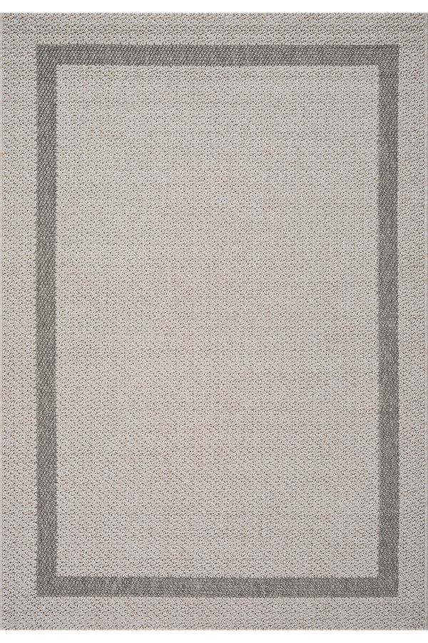 Retro Plain Krem Gri Bordürlü Halı A3234A