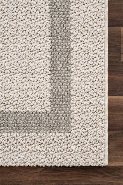 Retro Plain Krem Gri Bordürlü Halı A3234A