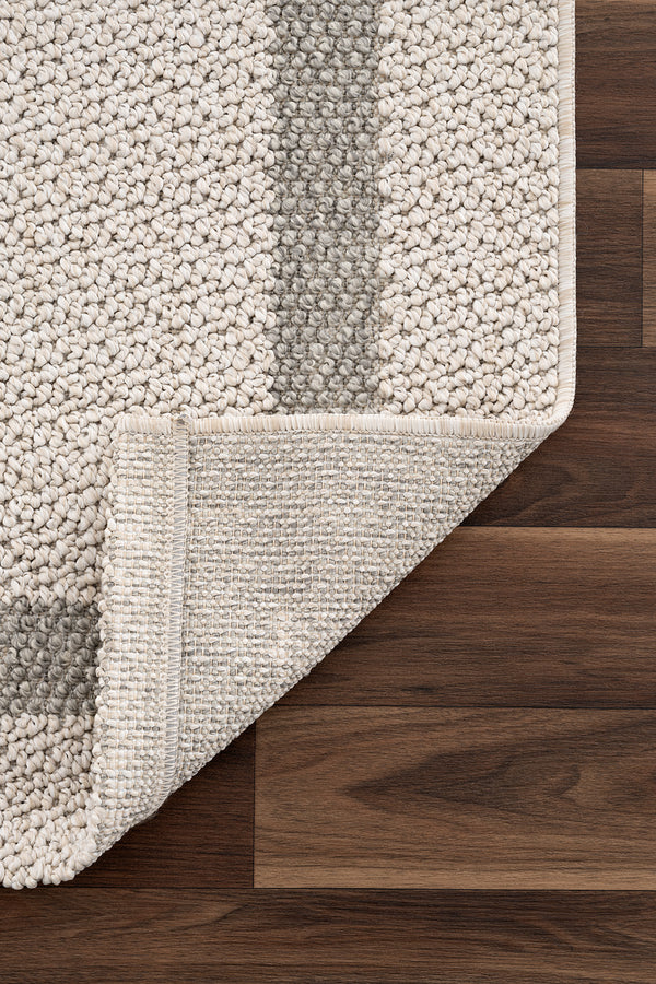 Retro Plain Krem Gri Bordürlü Halı A3234A