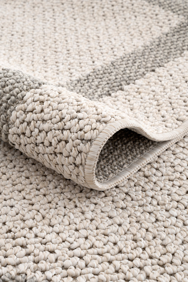 Retro Plain Krem Gri Bordürlü Halı A3234A