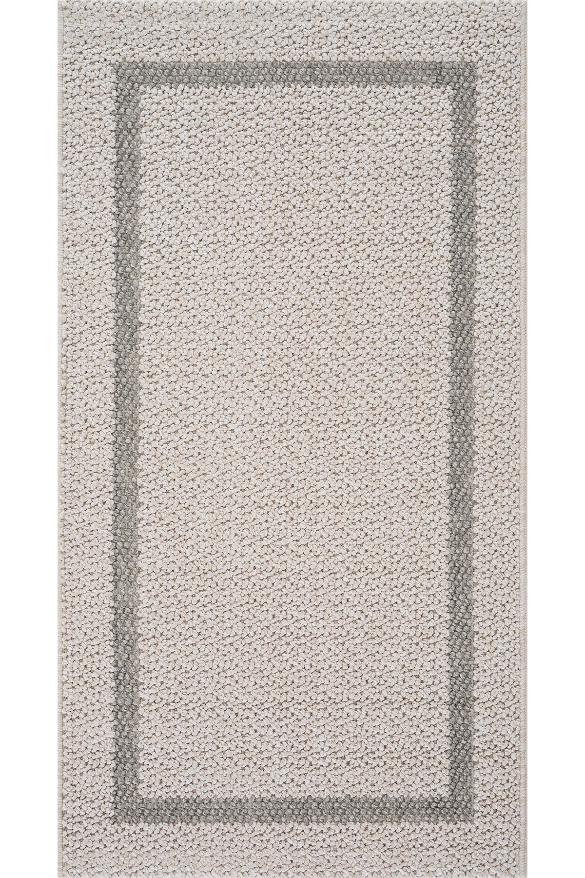 Retro Plain Krem Gri Bordürlü Yolluk A3234Y