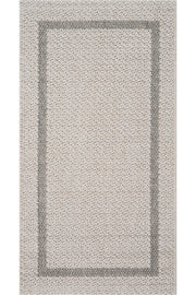 Retro Plain Krem Gri Bordürlü Yolluk A3234Y