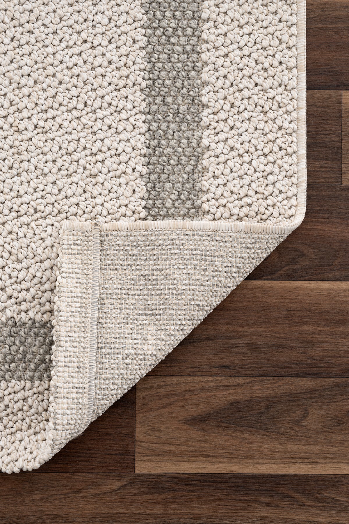 Retro Plain Krem Gri Bordürlü Yolluk A3234Y