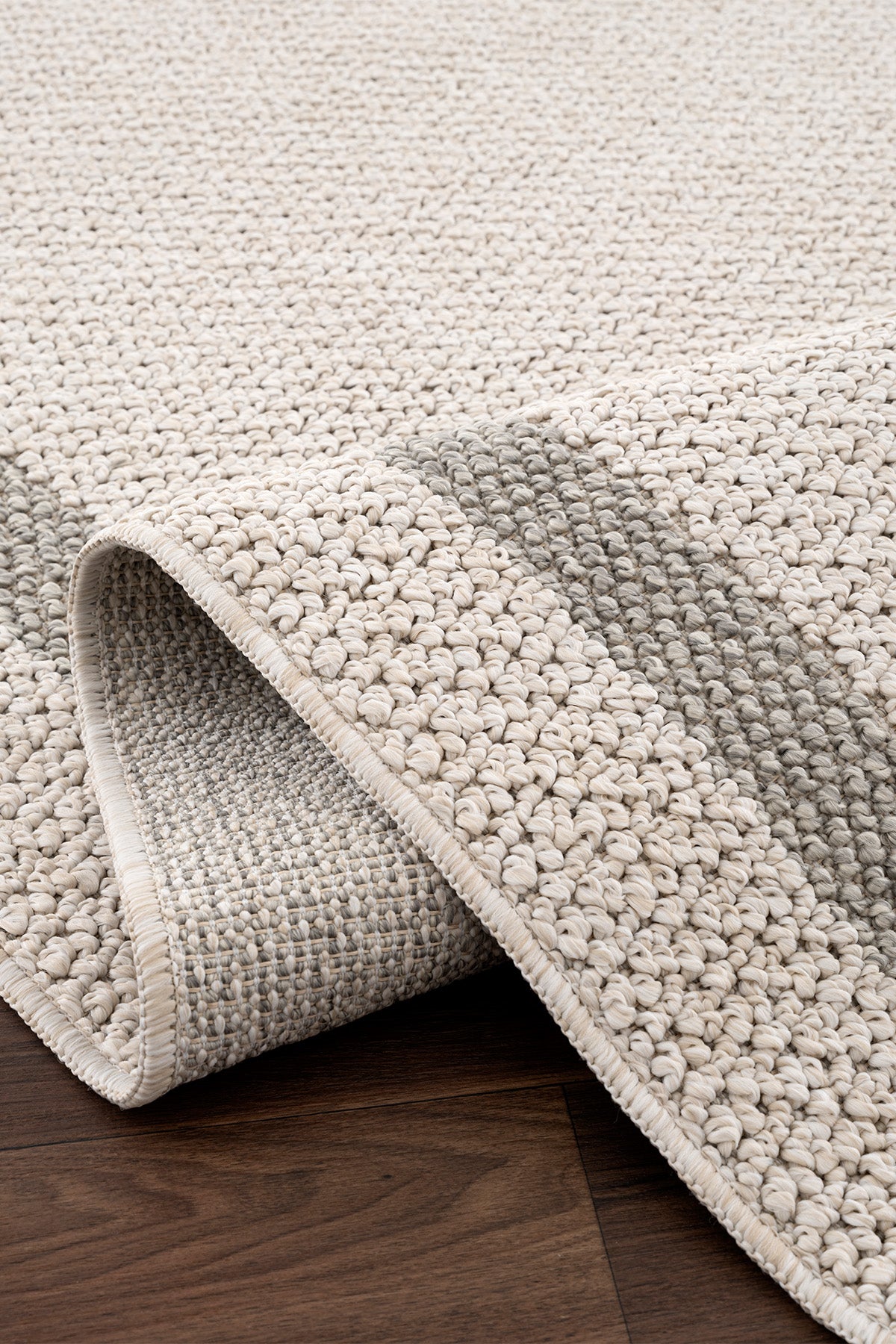 Retro Plain Krem Gri Bordürlü Yolluk A3234Y