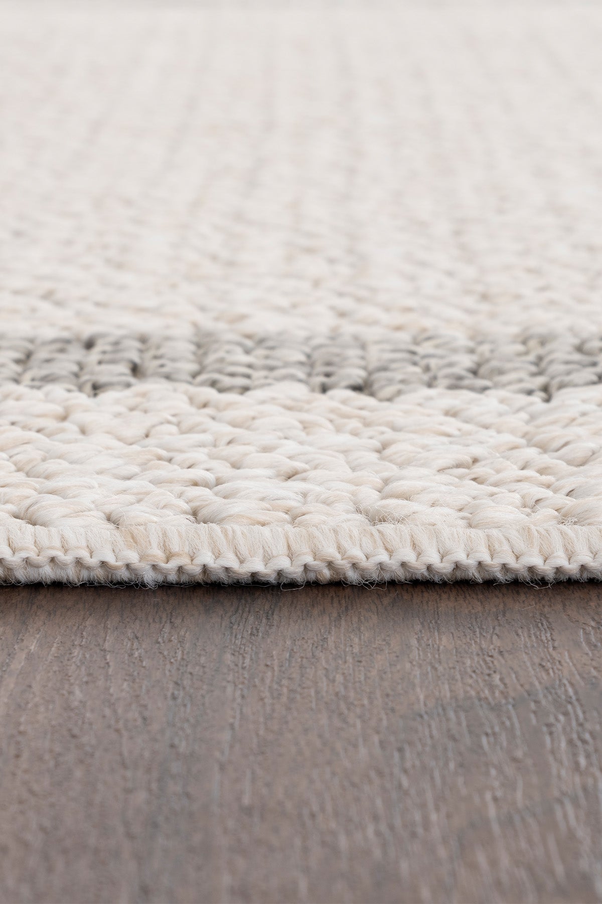Retro Plain Krem Gri Bordürlü Yolluk A3234Y