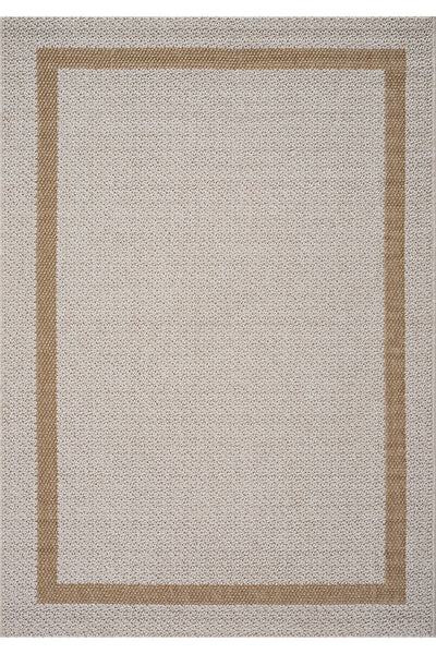 Retro Plain Krem Natural Bordürlü Halı A3234A