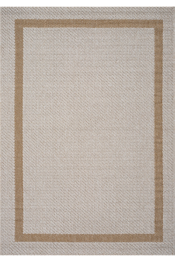 Retro Plain Krem Natural Bordürlü Halı A3234A