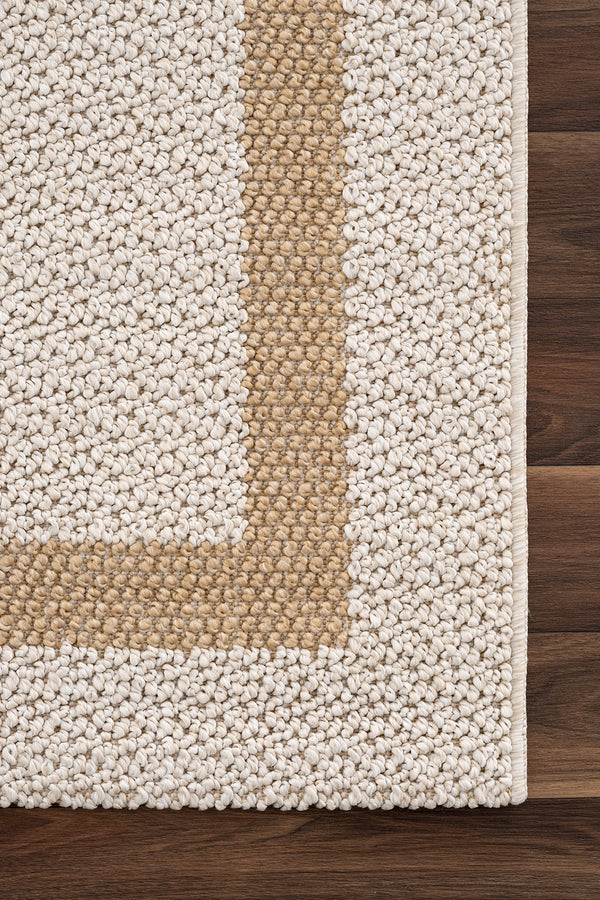 Retro Plain Krem Natural Bordürlü Halı A3234A