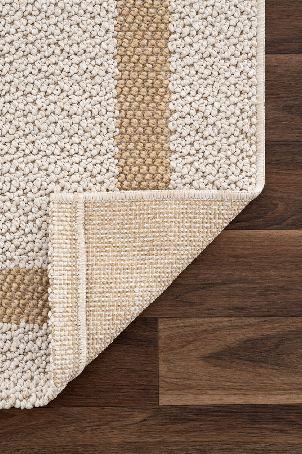 Retro Plain Krem Natural Bordürlü Halı A3234A