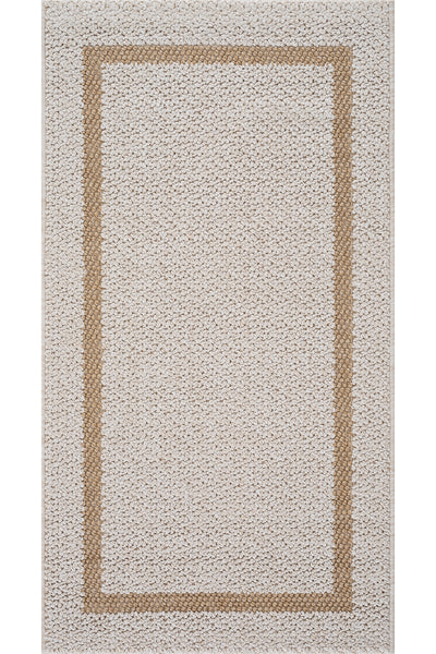Retro Plain Krem Natural Bordürlü Yolluk A3234Y