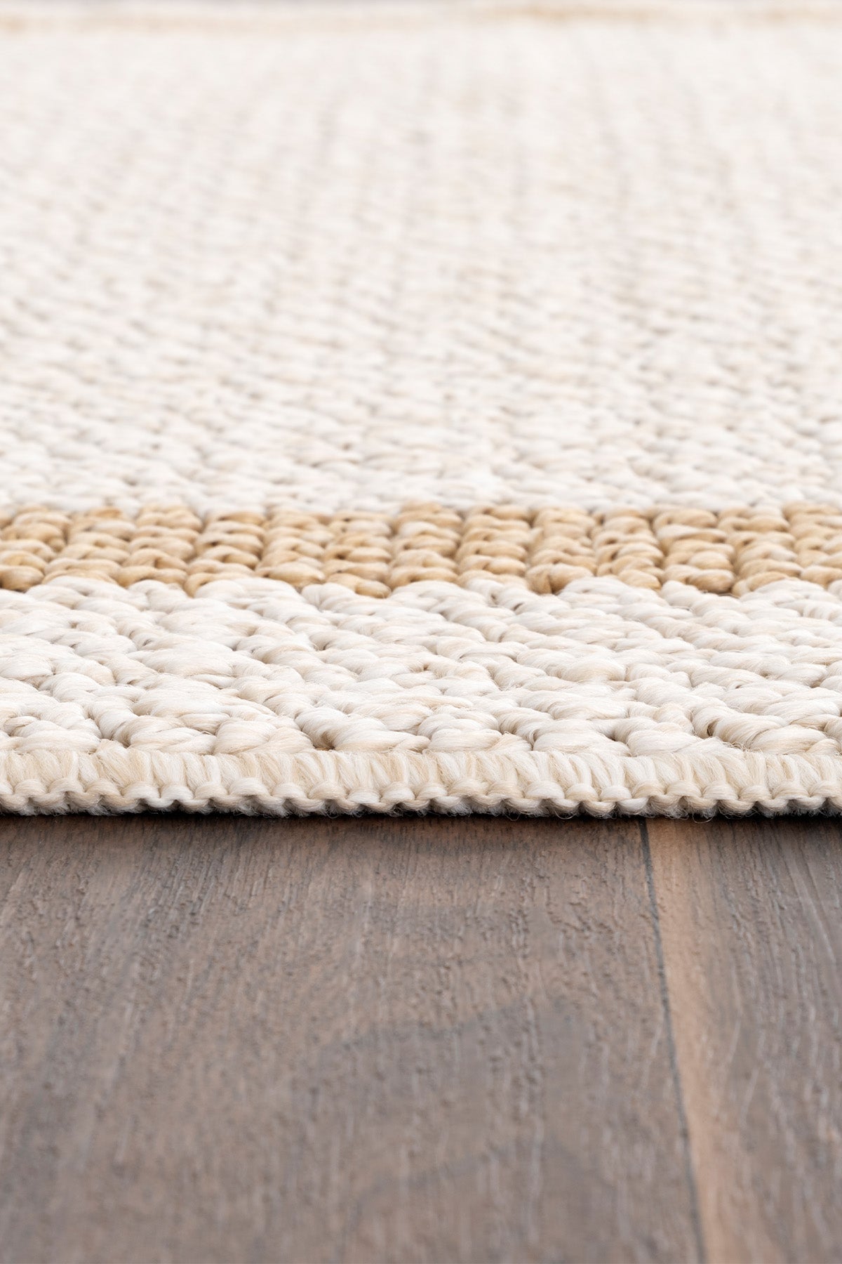 Retro Plain Krem Natural Bordürlü Yolluk A3234Y