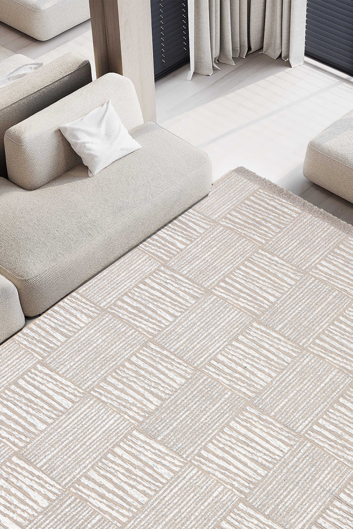 Rosso Krem Dokuma Sisal Halı Jüt Halı Kilim Salon Oturma Odası Yatak Odası Koridor Halısı 23043A
