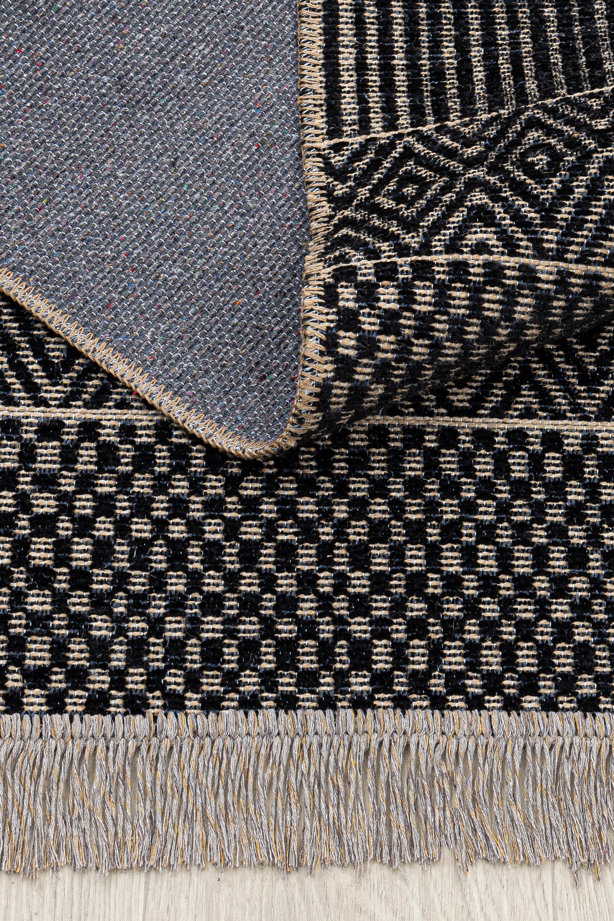 Rosso Siyah Dokuma Sisal Halı Jüt Halı Kilim Salon Oturma Odası Yatak Odası Koridor Halısı 23041A